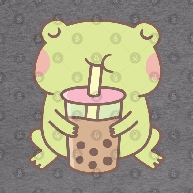 Cute Frog Drinking Boba Bubble Tea by rustydoodle